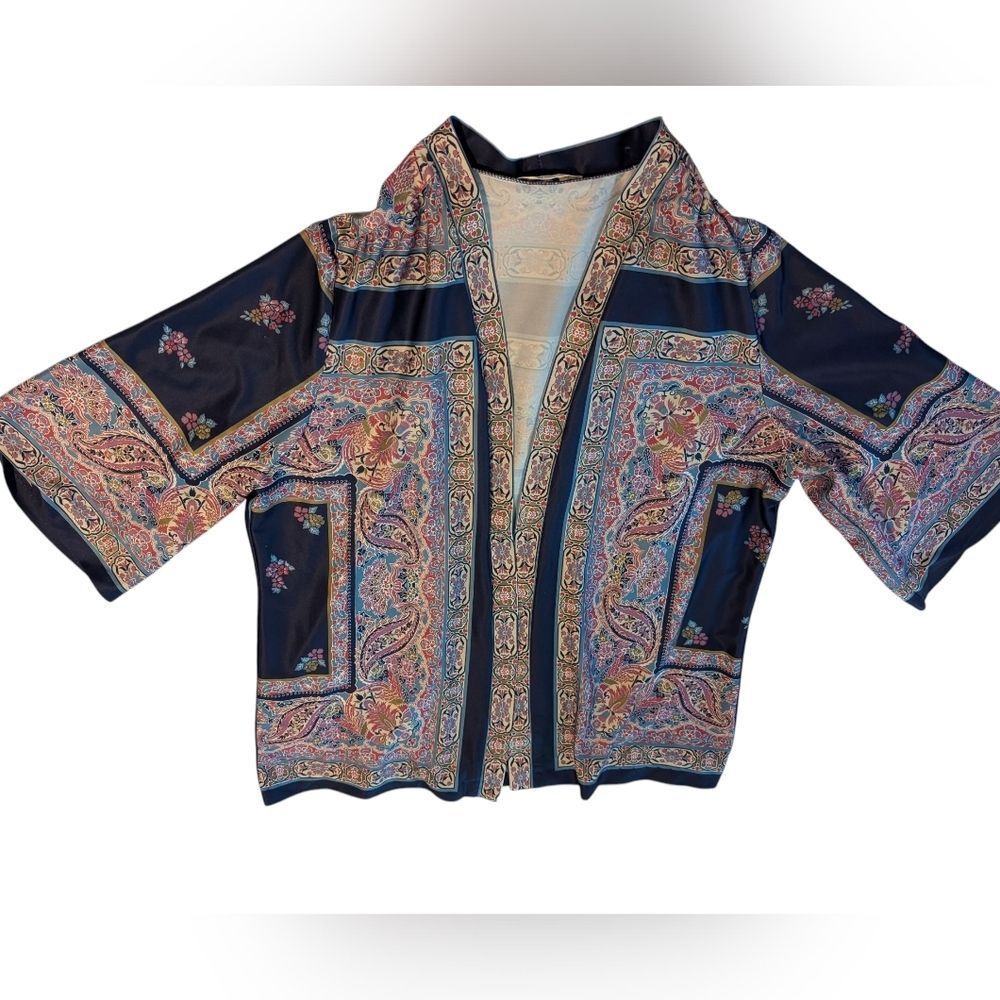 Vintage Edith Martin  Paisley ‎ Floral  Kimono Jacket Cardigan Victorian - Picture 3 of 8